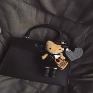 수제 긴 다리 고양이 KT 도트 스커트 가방 펜던트 키체인 자동차 장식품 프렌드 소녀들을 위한 선물 폴카