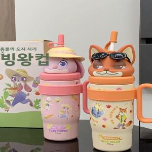 귀여운 주디 홉스 보온병 대용량 아이스 도미네이터 컵 여자아이 생일 선물 만화 동물 도시 테마