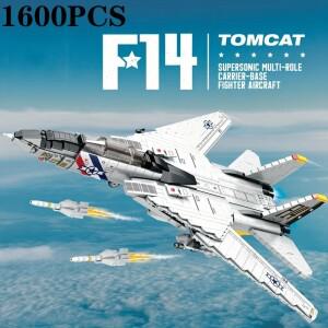 1600PCS 군사 Tomcat F14 전투기 빌딩 블록 MOC 캐리어 기본 모델 벽돌 세트 휴일 선물 어린이 장난감