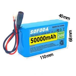 6s2p 24V 50Ah 18650 리튬 이온 배터리 팩 25.2v 50000mAh 리튬 이온 배터리 팩(BMS + 충전기 포함)