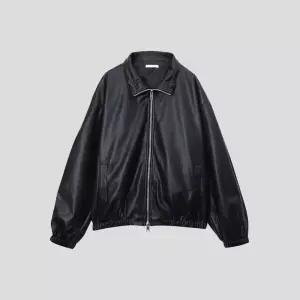 ( 미니멀 남친룩 / 오버핏 가죽 자켓 / 간절기 필수템 ) 남녀공용 라이더 레더 점퍼 루즈핏 블루종 자켓