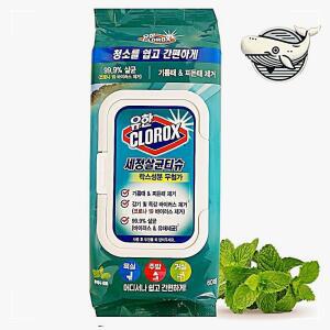 [2개구성] 60매 위생 포장 매일 유한크로락스 캡형 욕실 주방 용 세정 티슈 살균 물 청소 NWFHIL15