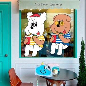 카페스티커 강아지 스티커 창문 UV2773D모델 18 S15 귀여운 UV2769D모델