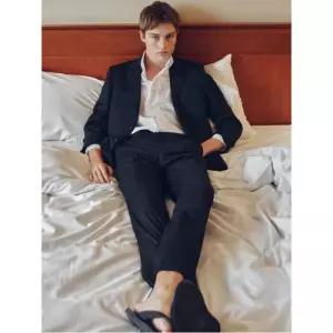 [로가디스] [SMART 4有] 울 스트레치 솔리드 레귤러 핏 수트 재킷 - 블랙 (RX6101P