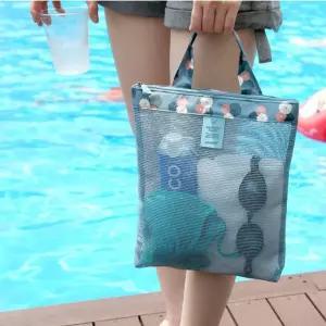 메쉬 토트 물놀이가방 수영가방 지퍼 비치백 rSi9+9hLa
