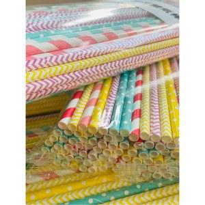 일회용 솜사탕 스틱 종이빨대 100개입 컬러 1박스 파티 한팩 새로운 꽂이 6X300MM