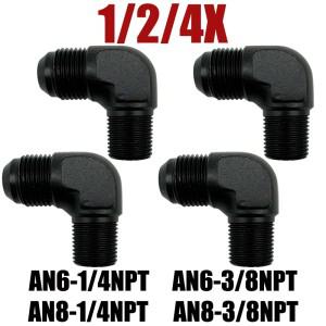 124X 90도 6AN 8AN 남성 14 38 NPT 플레어 어댑터 연료 라인 호스 피팅 AN-NPT 나사 커넥터 알루미늄 검정