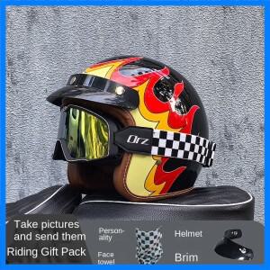 ORZ-058C 새로 출시된 빈티지 오토바이 헬멧 DOT 인증 3/4 헬멧 제트 마스크 헬멧