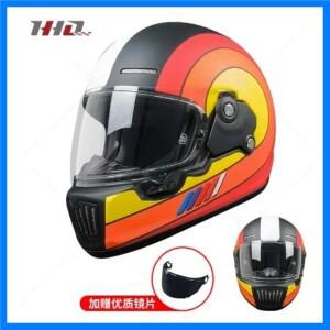 블루투스 기능이 있는 카본 파이버 레트로 오토바이 헬멧 - DOT 인증 풀페이스 크루저 헬멧 (남녀공용)