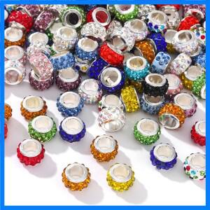 주얼리 제작용 모조 다이아몬드 다채로운 인공 크리스탈 대형 구멍 비즈, DIY 팔찌 목걸이 매력, 소형 수공