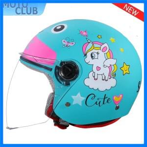 어린이용 오픈 페이스 오토바이 헬멧, 전기 자동차 자전거, 유니콘 만화, 귀여운 사계절 헬멧, 소년 소녀