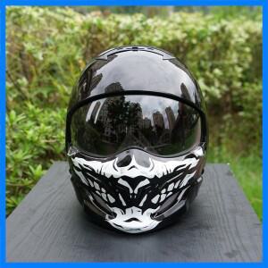 3색 렌즈 블랙 광택 해골 다크 스타일 오토바이 헬멧 남성용 겨울 헬멧 풀페이스