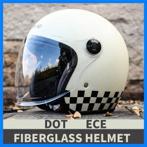 빈티지 3/4 오픈 페이스 오토바이 헬멧 - 레트로 제트 탄소 섬유 하프 쉘, 스쿠터 및 오토바이용 경량 및