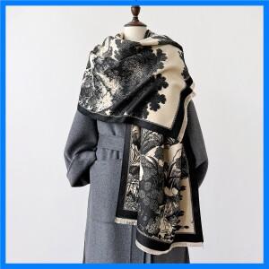여성용 겨울 판초 스카프 캐시미어 담요, 두꺼운 따뜻한 팜므 부판다 럭셔리 브랜드 프린트 파시미나 스톨