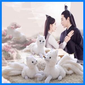 TV 큐우비 키츠네 나인 테일 폭스 화이트 레드 사랑스러운 동물 부드러운 인형 봉제 장난감, 소녀 생일 크