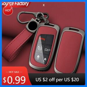 자동차 스티커 아연 합금 가죽 자동차 키 케이스 커버 지프 그랜드 체로키 레니게이드 피아트 프리몬트 닷
