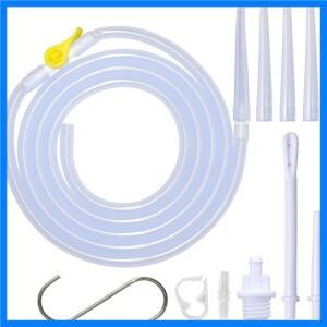 관장 키트 교체 부품 - 6.6피트(약 2.0미터) 실리콘 소프트 튜브, 팁 6개 포함, 조절 가능한 물 흐름 밸브,