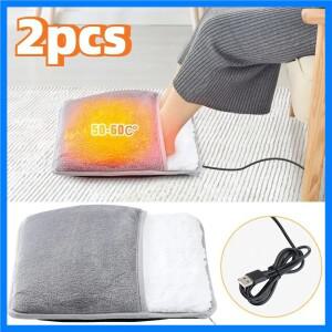 2PCS 전기 발 난방 패드 USB 충전 부드러운 플러시 세탁 가능 발 워머 히터 열 담요 발 난방 매트