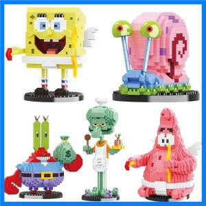 만화 애니메이션 피규어 패트릭 사르 미스터 크랩스 액션 피규어 교육용 조립 블록 장난감 모델 장식품 선