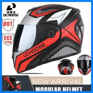 더블 썬 바이저와 새로운 모듈러 오토바이 헬멧 풀 페이스 레이싱 여성 남성 플립 업 헬멧 더블 렌즈 DOT