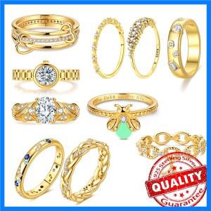 정교한 925 스털링 실버 반딧불이 시계 별과 달 하트 투 하트 골드 반지 세트 주얼리 선물