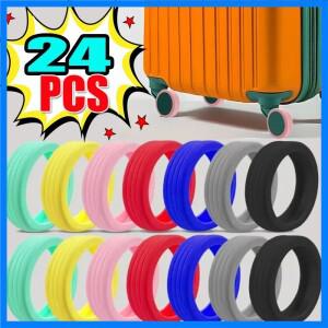 4-24PCS 수하물 바퀴 보호대 실리콘 바퀴 캐스터 신발 여행 수하물 가방 소음 감소 바퀴 커버 액세서리