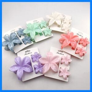 3PCS 하와이 그라디언트 꽃 머리 발톱 클립 여성을위한 소녀 패션 플라스틱 비 슬립 홀드 머리핀 헤어 액세