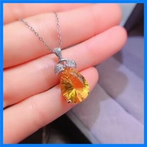 YULEM 여성용 천연 황수정 물방울 펜던트, 약혼 반지, 큰 천연 보석, 13x16mm