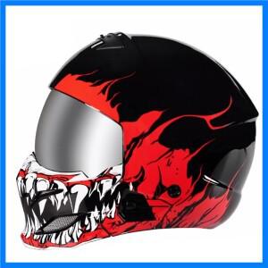 11가지 색상의 광택 있는 해골 모양 다크 윈드 오토바이 헬멧 (남녀공용, 실버 코팅 렌즈 포함) 겨울용 헬