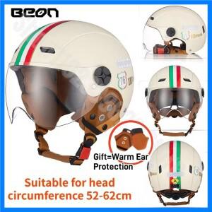 BEON 전기 오토바이 경량 하프 헬멧, 분리형 따뜻한 귀 보호, 사계절 야간 반사