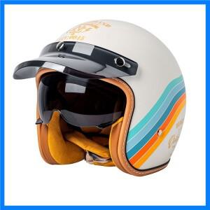 남녀공용 오픈 페이스 헬멧, 듀얼 렌즈 선바이저 페이스 쉴드, 초경량 스쿠터 바이크 레트로 3/4 헬멧