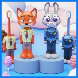 만화 Zootopia 2 어린이 칫솔 변형 가능 접이식 부드러운 강모 닉 주디 유아용 구강 관리 브러쉬를 위한 휴
