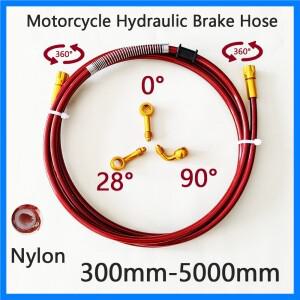 스테인리스 스틸 편조 오토바이 레드 브레이크 호스 라인 오일 파이프 클러치 튜브, 360 도 골든 회전 밴조