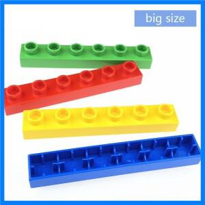 큰크기 블록 얇은 벽돌 1x6 10 개/몫 교육 빌딩 어린이를위한 Duplo 호환 플라스틱 장난감