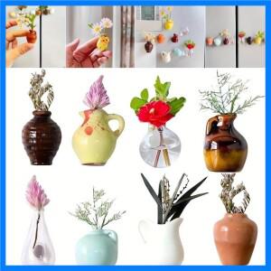 5/8개 미니 세라믹 꽃병 자석 세트 강력한 냉장고 장식 및 사무실용 식물 미포함