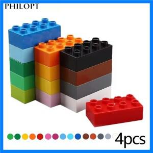 2x4 도트 큰 크기 두꺼운 벽돌 4PCS 다채로운 빌딩 블록 Figuers 호환 대형 플레이트 Accessorie 아이 교육