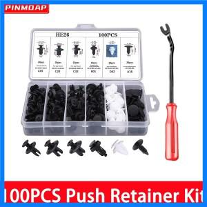 100개 자동차 패스너 클립 플라스틱 리벳 푸시 리테이너 키트 범퍼 도어 장식 패널
