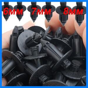 자동차 8mm/6mm 구멍 플라스틱 리벳 패스너 푸시 클립 블랙 차량 도어 트림 패널 고정 액세서리