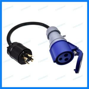 NEMA L14-30P 플러그에서 32A 2P+PE CEE 소켓으로 연결, 3x6mm 고무선 중공업용 발전기 전원 케이블