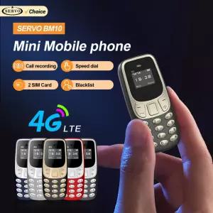 SERVO BM10 LTE 4G 미니 휴대폰 듀얼 SIM 대기 통화 녹음 단축 다이얼 블랙리스트 알람 시계 소형 기능