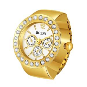 발렌타인데이를 위한 쥬얼리위 남성 핑거 워치 밴드 엘라스틱 라운드 심플 다이얼 쿼츠