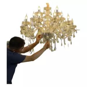 북유럽 크리스탈 샹들리에 거실 10구 전구색 조명 카페