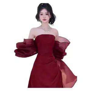 레드 이브닝 피로연 스냅사진 유색드레스 파티 오프숄더 촬영 2부 빨강 스튜디오