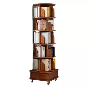 가정용 회전 책꽂이 책장 원목 감성 바퀴 다용도 이동식 수납장