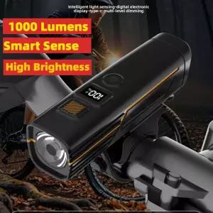 스마트 센스 자전거 전조등 고광도 방수 MTB 도로 헤드라이트 충전식 사이클링 플래시라이트 야외 램프