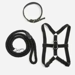 [반려] 하네스 리드줄 목줄 세트 블랙 강아지 산책 xs