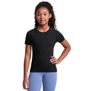 CRZ 요가 걸스 심리스 반팔 운동 티셔츠 - 액티브 스포츠 캐주얼 티 크루넥 키즈