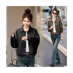 여성 가을 캐주얼 슬림핏 무스탕 PU재킷 숏봄 코트 루즈핏 가죽 라이더 BE1