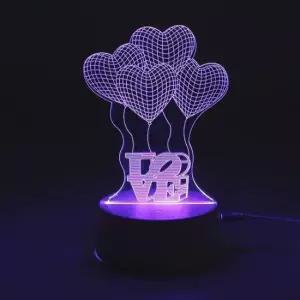 [데코] 홈오브제 3D 착시 아크릴 무드등 하트풍선 수유등