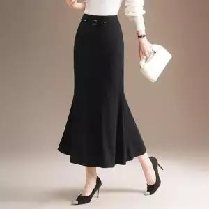 엘럽 여친 스커트 롱 가을 힙업 원턱 머메이드 H라인 A라인 오피스 슬림핏 박템3